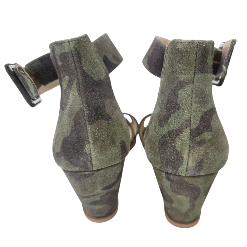 Seychelles Cloud Nine Camo Wedge Heels Sandals NEW Leather Womens 9.5 Green - Picture 4 of 12